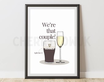 Guinness and Prosecco Couple Print – Home Bar Wall Art