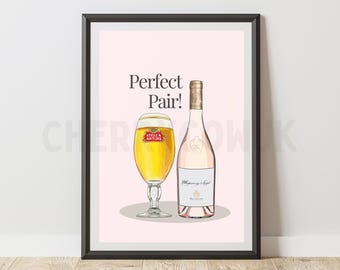 Stella and Whispering Angel Drinks Print, Couple Art