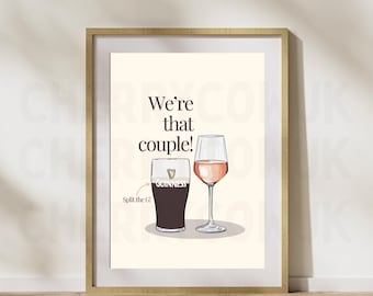 Guinness and Rosé Print – Couple's Favorite Drinks Wall Art