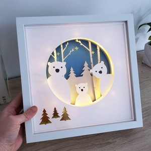 3D light frame, Bear and cub