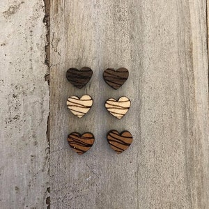 Heart Wooden Stud Earrings