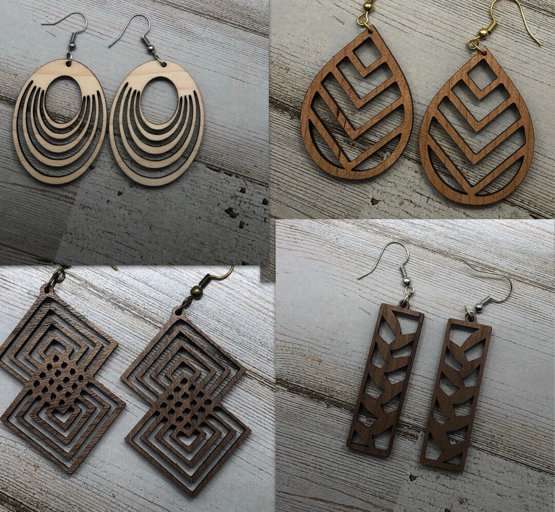 Laser cut deals wooden earrings