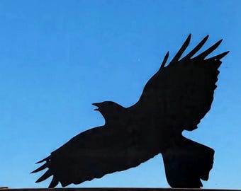 Raven Crow Blackbird in flight yard art - Free shipping - porch deck wall