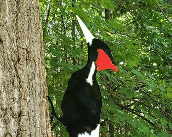 Ivory Billed Woodpecker - Whimsical - Steel Metal Garden Yard Art - Great gift - Free Shipping