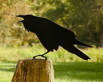 Raven Crow Metal Bird Steel Yard Garden Art - Free Shipping