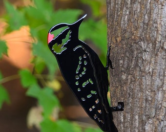 Hairy Downy Woodpecker Metal Bird Garden Yard Art - Outdoor Tree Decor  - Gift - Free Shipping
