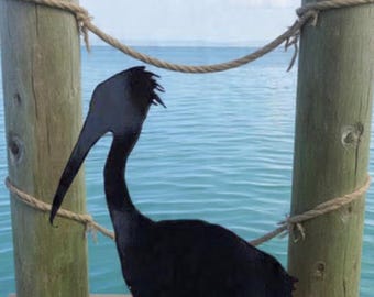 Pelican Metal Yard Art Garden Decor Brown