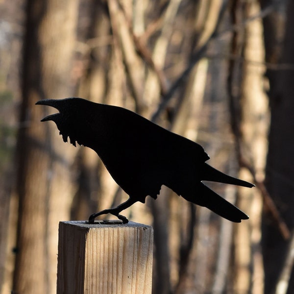 Raven Crow Metal Bird Steel Yard Garden Art - Free Shipping