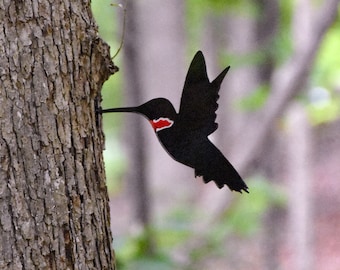 Ruby Throated Hummingbird Metal Steel Garden Yard Art - Free Shipping