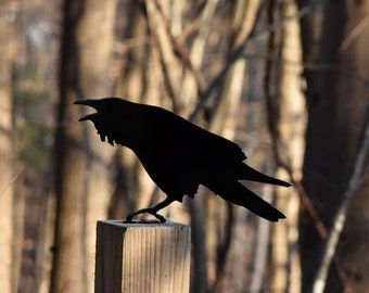 Art de jardin en acier, corbeau, corbeau, oiseau en métal - livraison gratuite