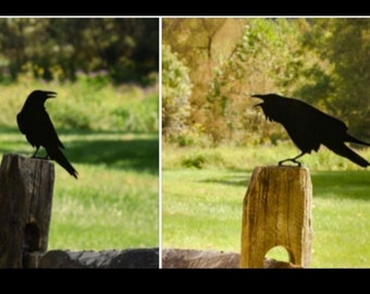 Raven / Crow Set of 2 Metal Birds for Garden Yard Art Statues - Great gift - Free Shipping