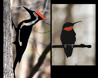 Ensemble de 2 oiseaux en métal pic et colibri art de jardin - livraison gratuite - excellent cadeau