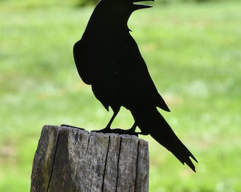 Large 16" Raven Crow (B) - Metal Garden Yard Art -  Free Shipping