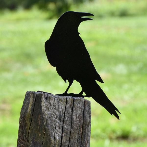 Large 16" Raven Crow (B) - Metal Garden Yard Art -  Free Shipping