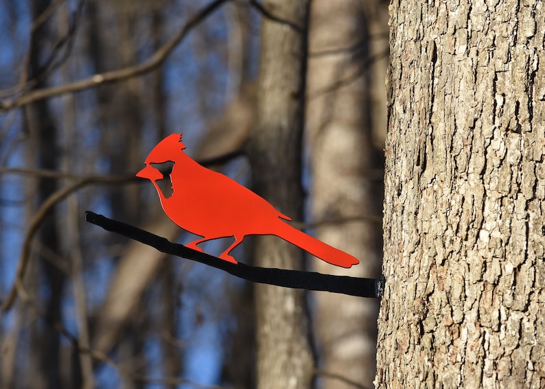 Cardinal Metal Bird Yard Garden Art Gift Free Shipping image 1