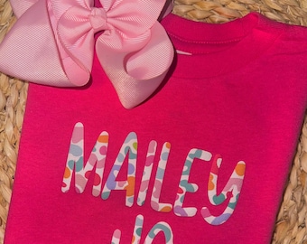 Kids Custom Name Puff Vinyl Shirt, Leopard Print Puff, Customizable Shirt, Gift for Friend, Gift for her, Youth Puff Name Tee