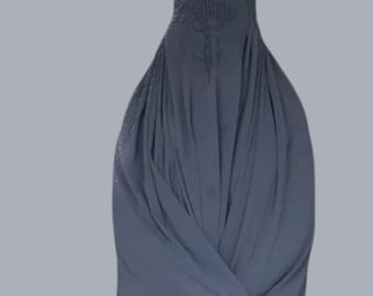 Afghan Topi Burqa Chadri Jilbab Abaya | Gray Islamic Kaftan Burka | Modest Muslim Hijab Veil | Full Coverage Traditional Women’s Clothing