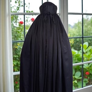 New Design Black Satin Burqa: Full Coverage Topi Burka Islamic Jilbab with arm holes