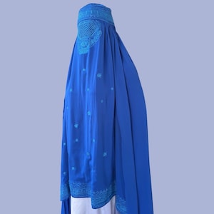 Topi afghane burqa bleue Chadri Jilbab Abaya, voile islamique fait main, caftan, hijab musulman, tenue modeste, burqa couvrante, vêtements pour femmes
