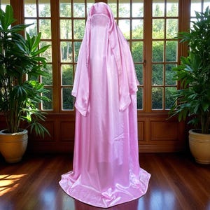 Pink Satin Silk Afghan Burqa: Topi Burka With Khimar and Arm Holes Full ...