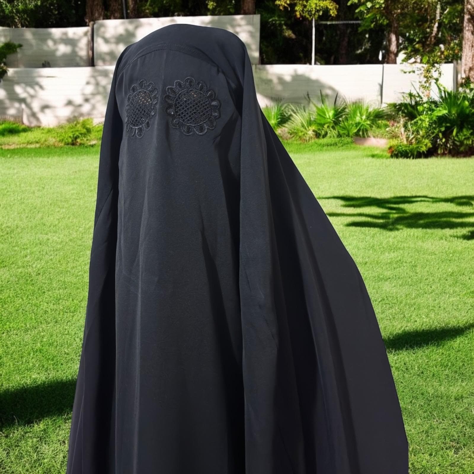 Handmade Islamic Kashmiri Burqa With Floral Eyes Mesh, Arm Holes & No ...