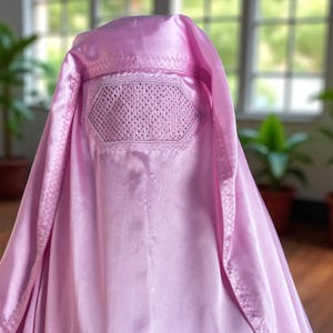 Pink Satin Silk Afghan Burqa: Topi Burka With Khimar and Arm Holes Full ...