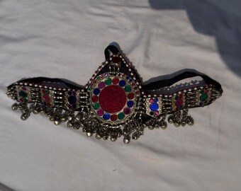 Handmade Tribal Kuchi Headdress Headpiece, Multicolor Red  display picture 3