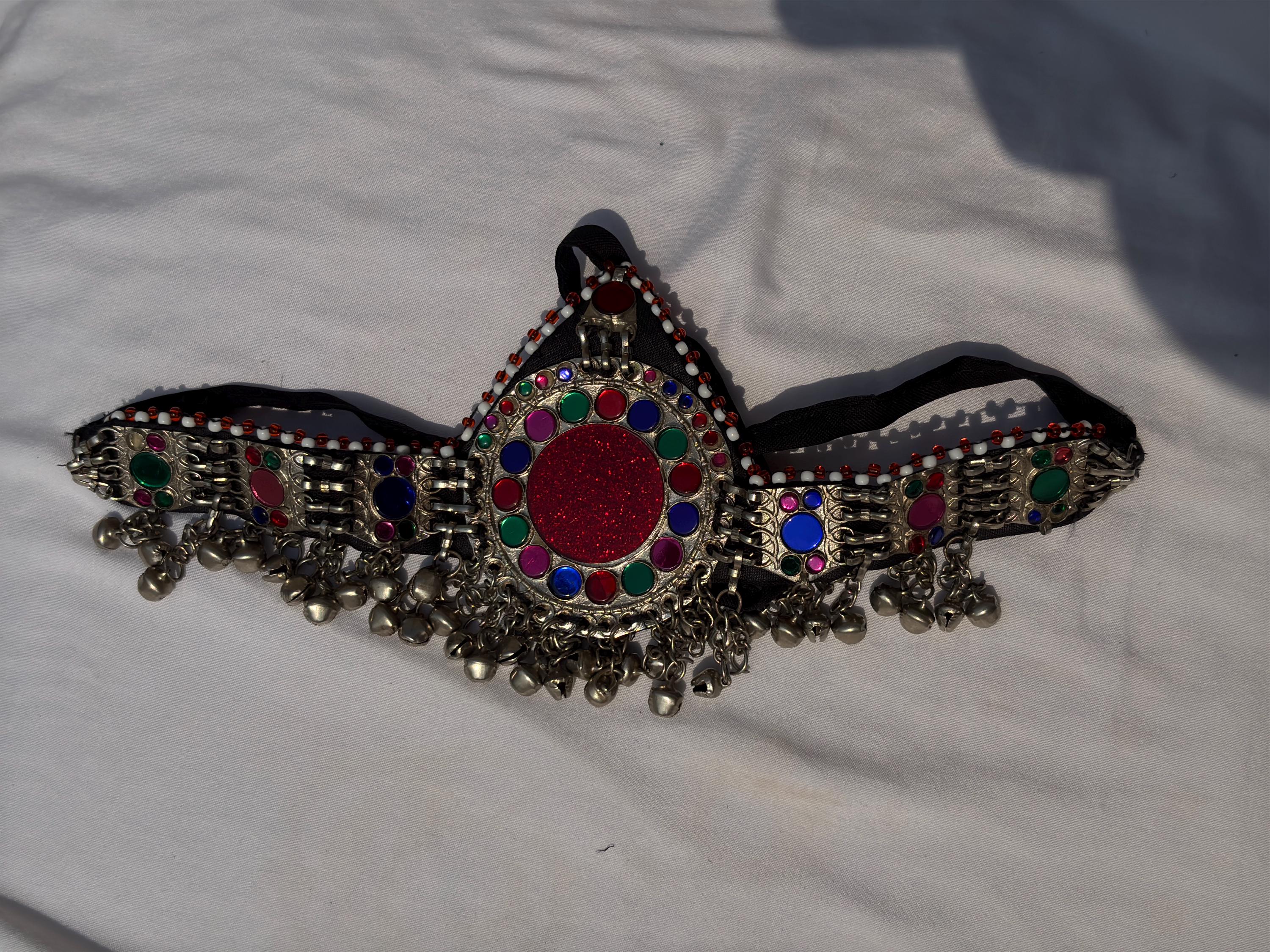 Handmade Tribal Kuchi Headdress Headpiece, Multicolor Red  display picture 1