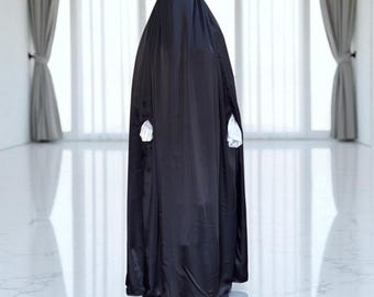 Zwarte Niqabi-boerka met gespleten ogen: nieuw ontwerp, volledig dekkende boerka met armsgaten (aanpasbaar)