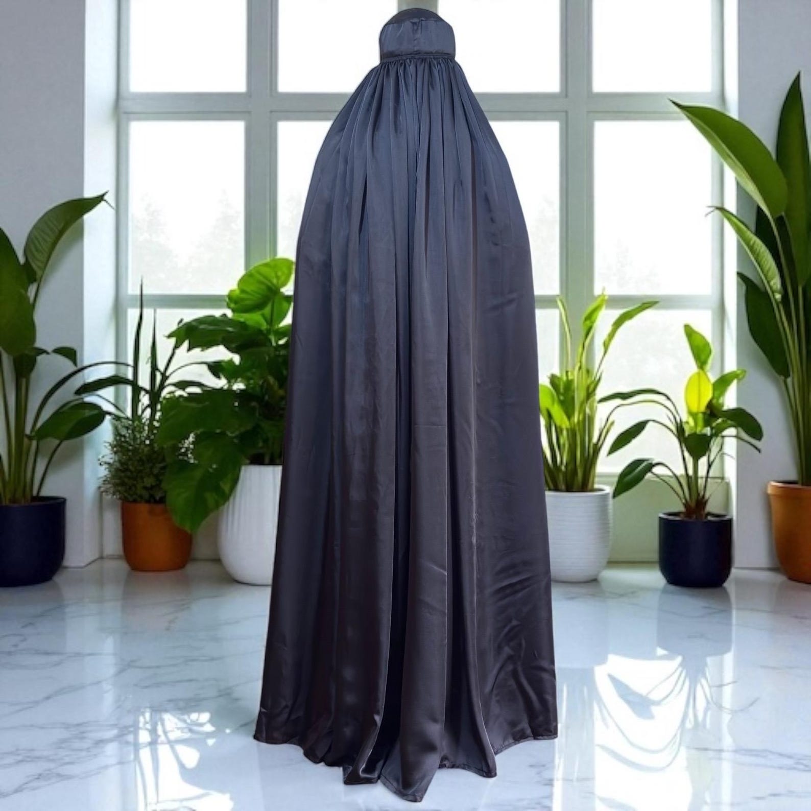 Black Niqabi Split Eyes Burqa: New Design Full Coverage Burka With Arm ...
