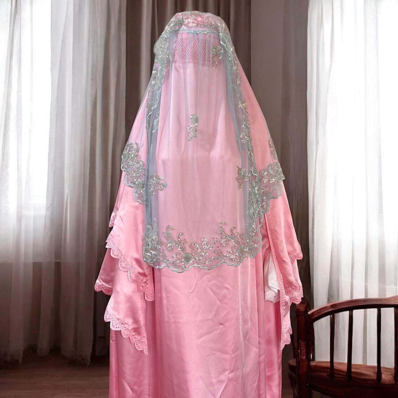 Elegant Afghan Topi Burqa With Embroidered Cutwork Scarfs and