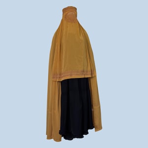 Mustard Afghan Chadri Burqa: Georgette Chiffon Full-Cover Veil