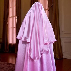 Pink Satin Silk Afghan Burqa: Topi Burka With Khimar and Arm Holes Full ...