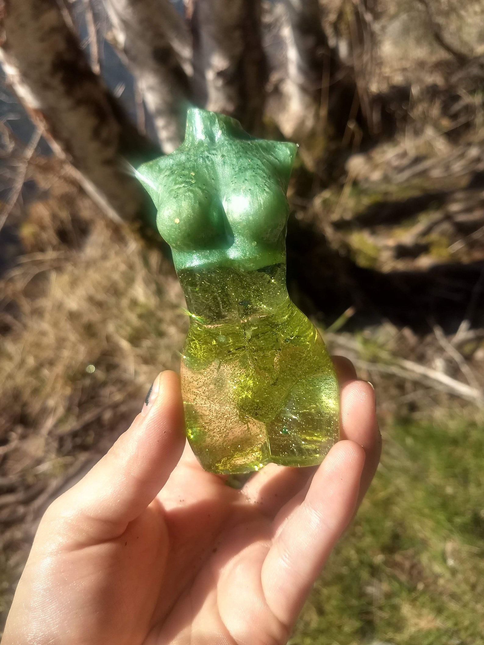Moss Queen Goddess 4 inch tall Green Resin Figure Oregon Moss Etsy
