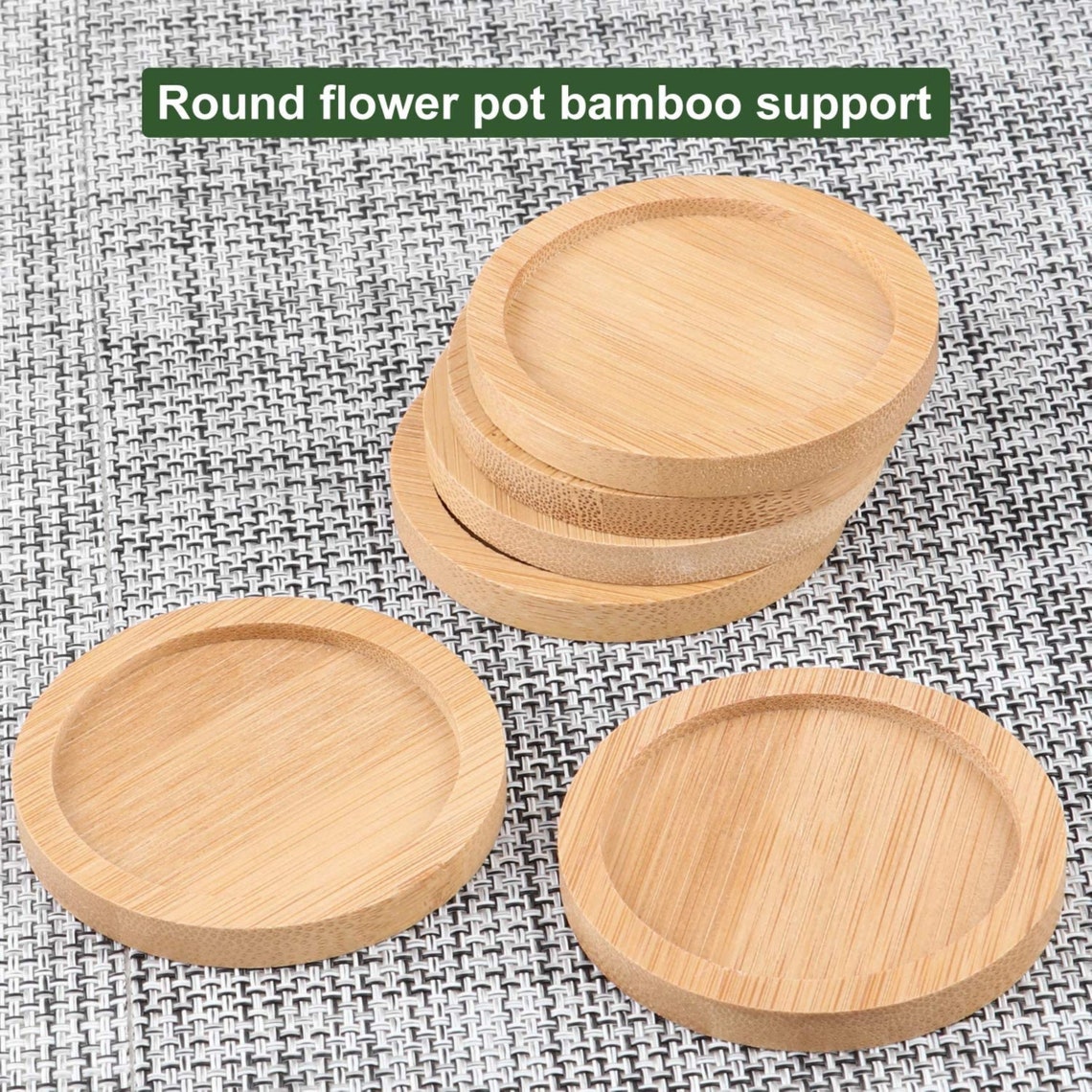6CM Bamboo Round Tray Plant Saucer Plant Pot for Indoor Etsy