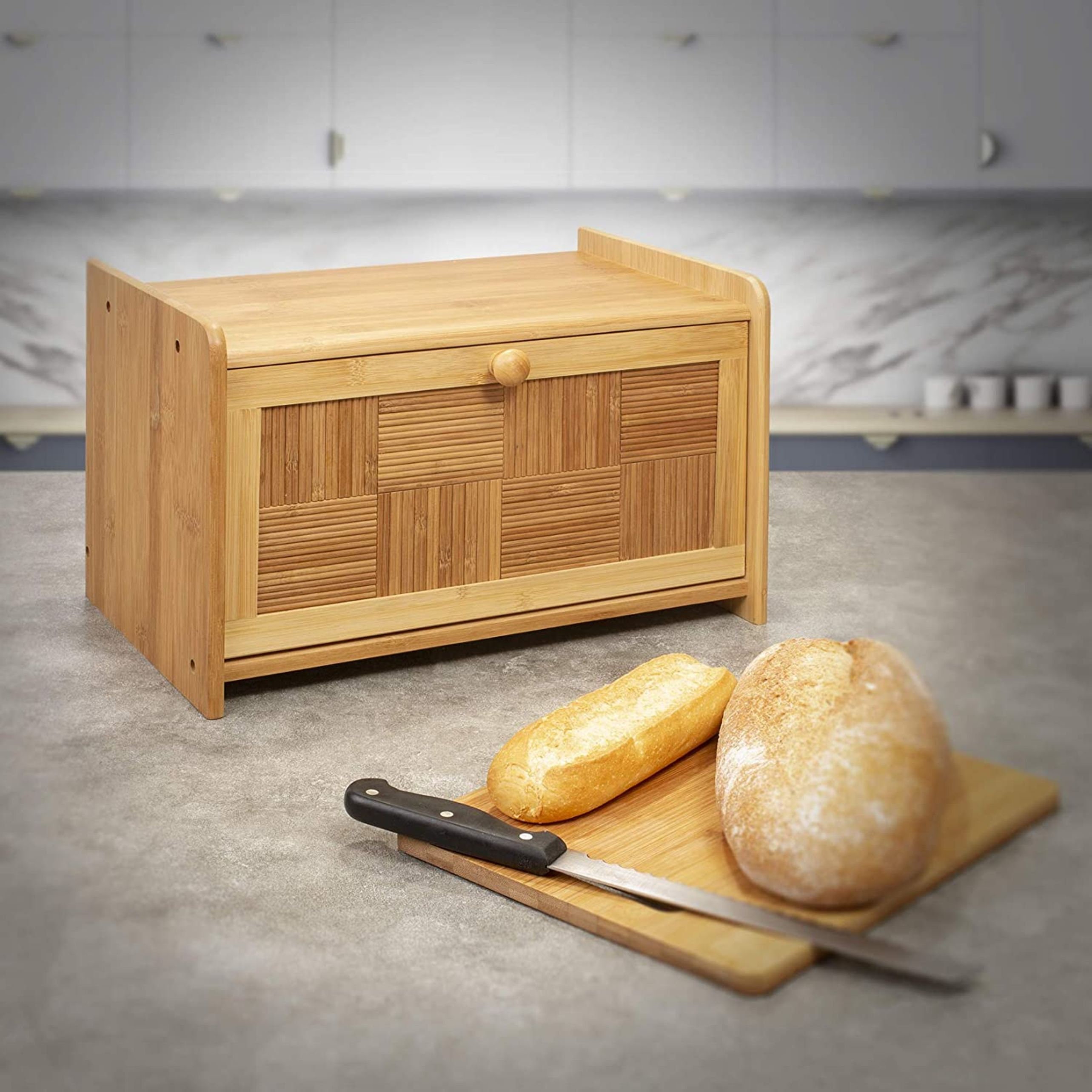 Bamboo Wooden Bread Bin Pastries Loaf Storage Drop Down Front Etsy