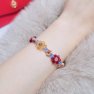 Holiday Edition Crystal Flower Bracelet, Holiday Gift For Her, Holiday Party Outfit, Autumn Bracelet, Christmas Jewlery