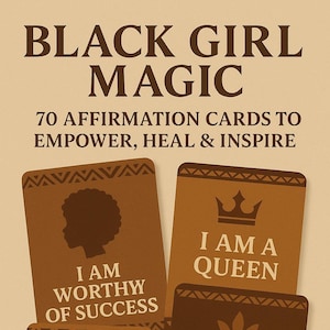 70 Tarjetas de Afirmación Digital Mágicas para Mujeres Negras / Amor propio, Confianza y Sanación / Tarjetas afrocéntricas imprimibles