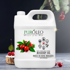 PUROLEO Rosehip Seed Oil (Packed in Canada) for Face 100% Pure | Natural Cold Pressed Unrefined