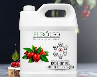 PUROLEO Rosehip Seed Oil for Face (Large Bottle) 100% Pure | Natural Cold Pressed Unrefined | Packed in Canada