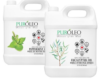 PUROLEO 100% Pure Eucalyptus & Peppermint Essential Oil Combo Pack Packed In Canada