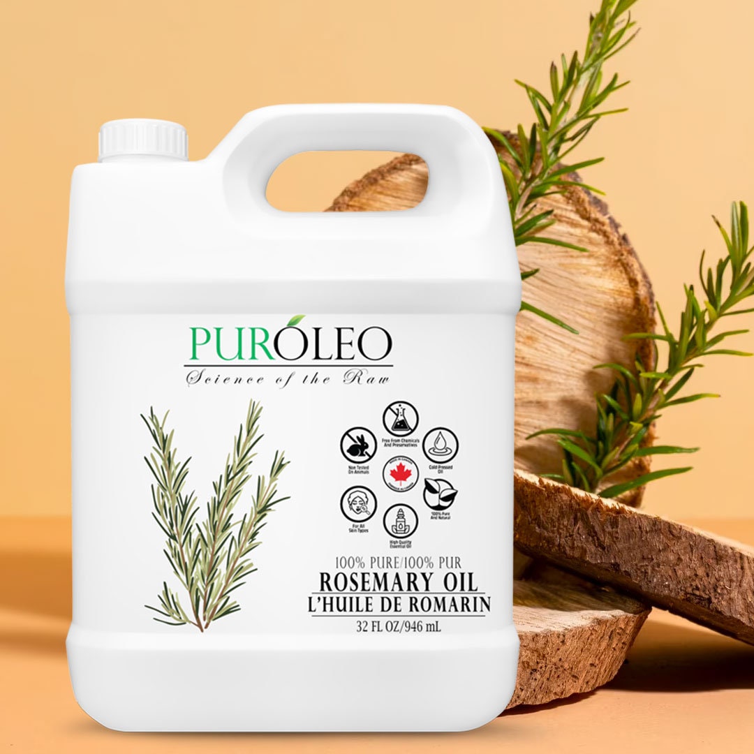 Puroleo Rosemary Essential Oil large Bottle 100% Pure Natural Undiluted,  for Aromatherapy made in Canada 