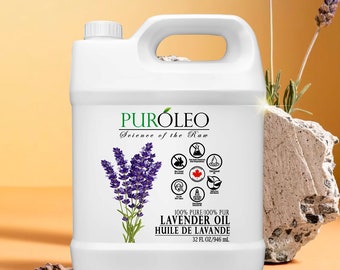 Aceite esencial de lavanda PUROLEO (empaquetado en Canadá) 100% puro natural sin diluir prensado en frío para aromaterapia, aromaterapia de grado terapéutico