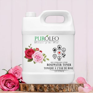 PUROLEO Rose Water (Packed In Canada) 100% Pure Natural Skin Care Setting Spray and Toner Premium and Luxury Self Care