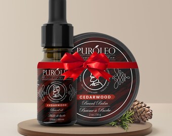 PUROLEO Beard Oil & Beard Balm 2oz/59ml Made In Canada All Natural Formula with Argan Oil, Jojoba Oil, and Vitamins for Nourishing