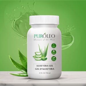 PUROLEO Aloe vera gel (Made in Canada) aloe vera gel for face aloe vera gel for hair aloe vera gel for skin
