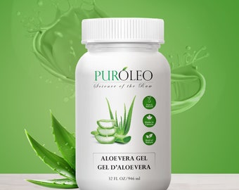 PUROLEO Aloe vera gel (Made in Canada) aloe vera gel for face aloe vera gel for hair aloe vera gel for skin