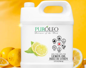 PUROLEO Lemon Essential Oil - 100% Pure & Natural, Cold Pressed from Fresh Lemon Peels for Aromatherapy (Packed in Canada)