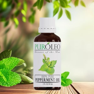 Peppermint essential oil Large Bottle 100% pure natural undiluted, for Aromatherapy Packed in Canada 60 Milliliters