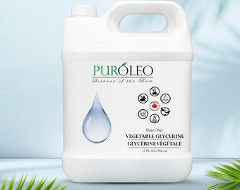 PUROLEO Pflanzliches Glycerin (verpackt in Kanada) Reines Glycerin für Gesicht, Haut, DIY-Kosmetik USP-Qualität, Glycerin Glycerin Glycerin für Gesicht